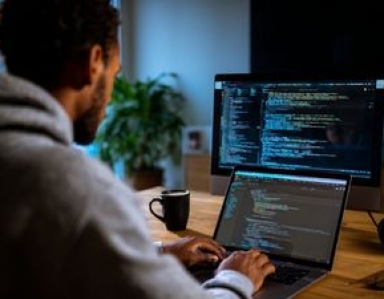 Développeur travaillant sur son ordinateur portable